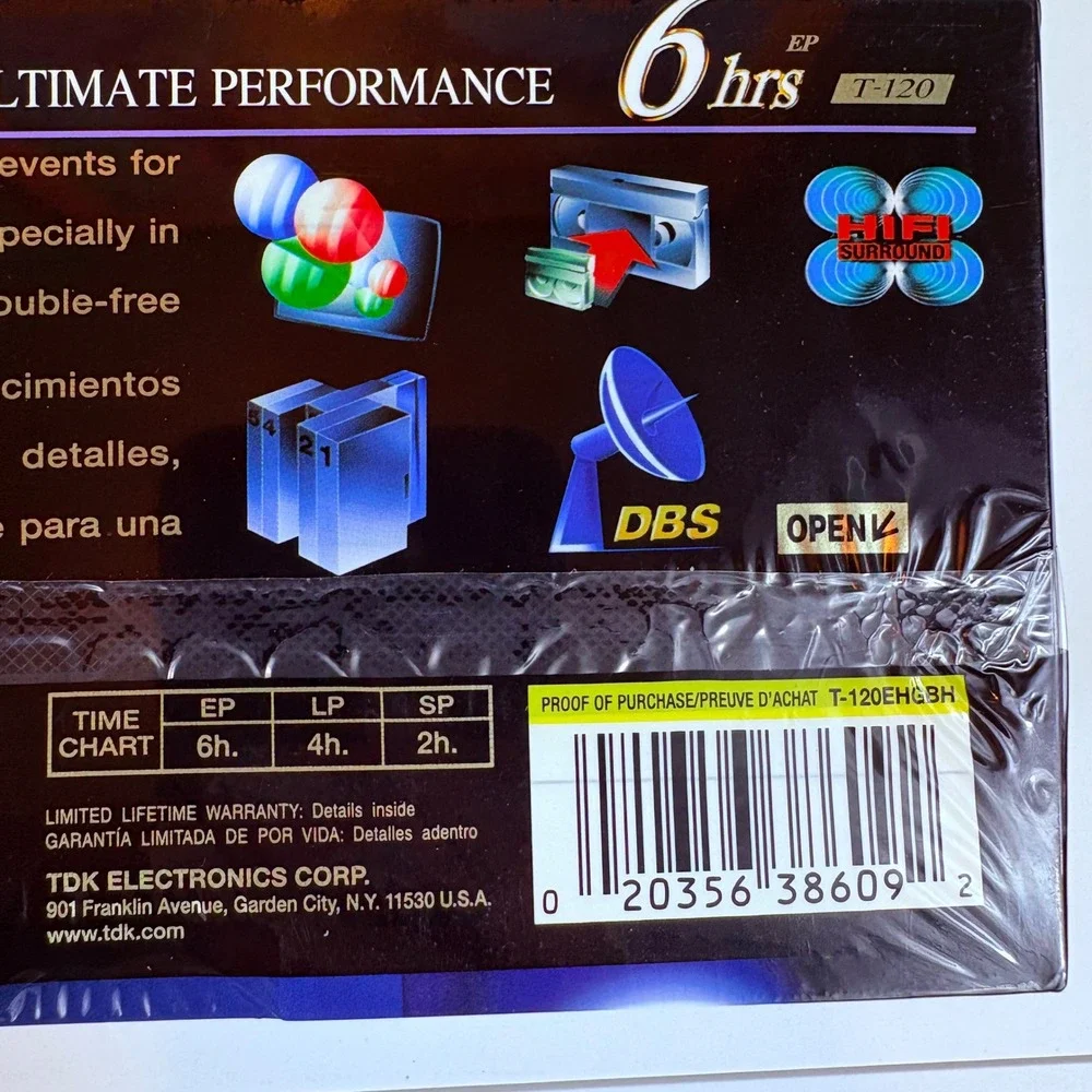 4 Pack TDK EHG T-120 VHS Tapes Sealed‎ Blank 6 Hour Extra High Grade